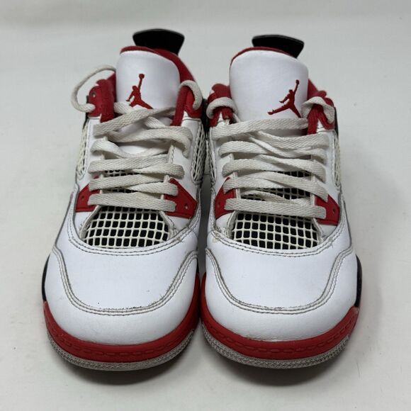 Nike Air Jordan 4 Retro OG PS Sneakers Boys Girls Size 13C Fire Red BQ7669-160 - Picture 5 of 16